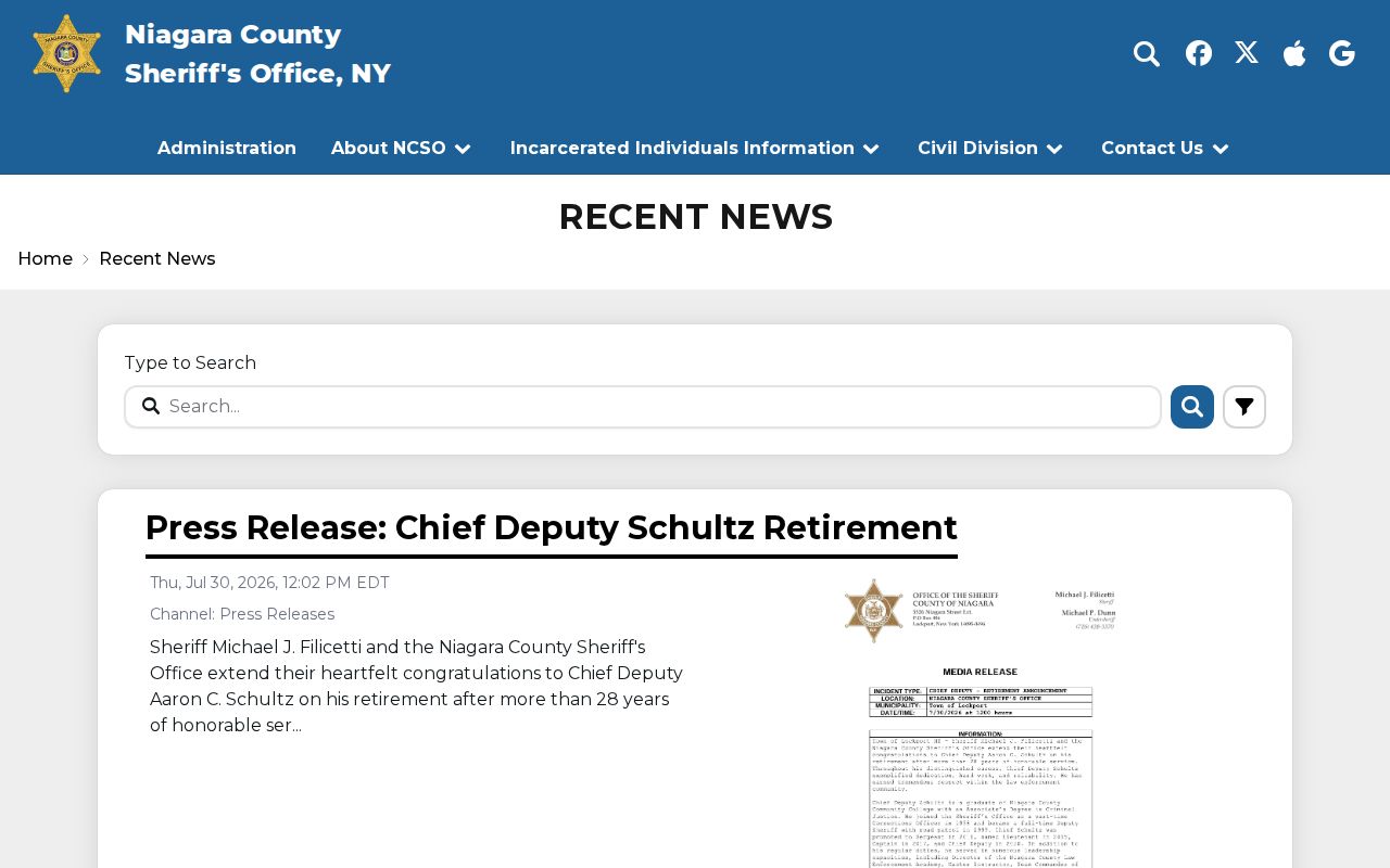Niagara County arrest blotter and sheriff releases