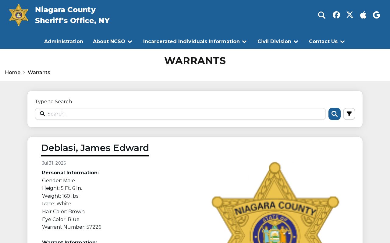 Niagara County arrest lookup and sheriff warrant search