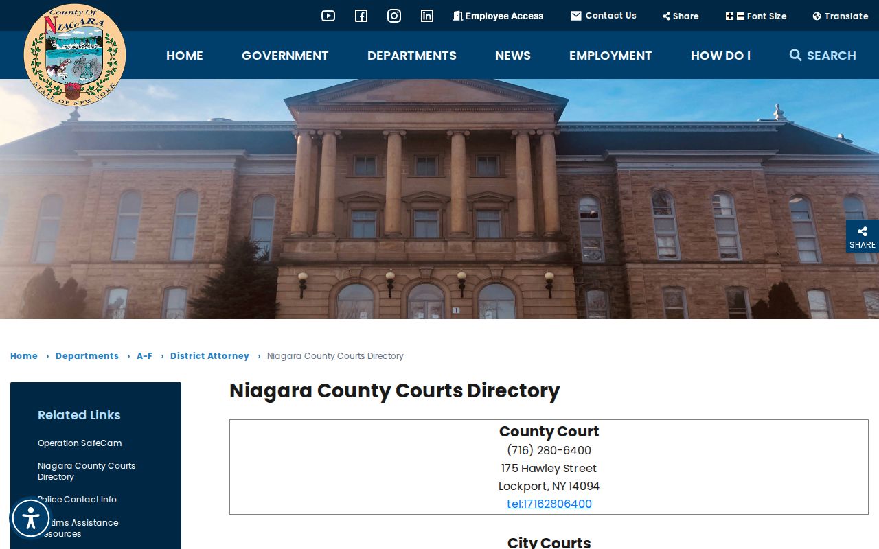 Niagara County criminal court cases directory