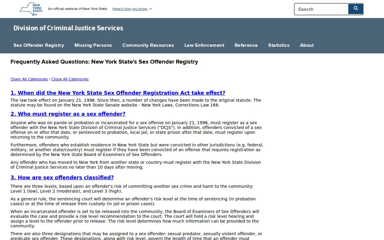 Niagara County sex offender registry limits and official answers