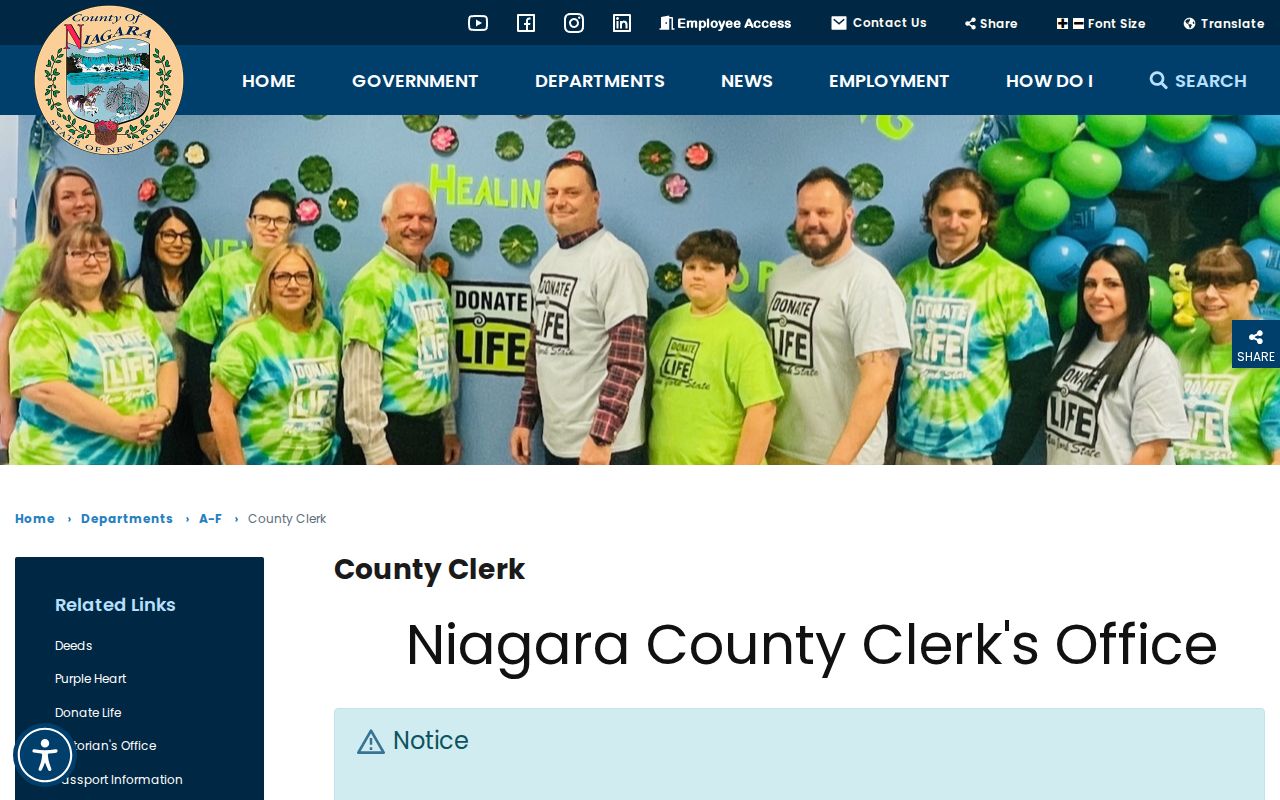 Niagara County criminal history access through the County Clerk