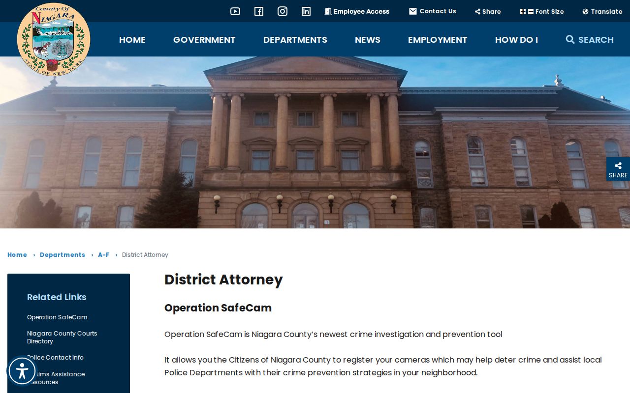 Niagara County criminal record prosecution through the District Attorney
