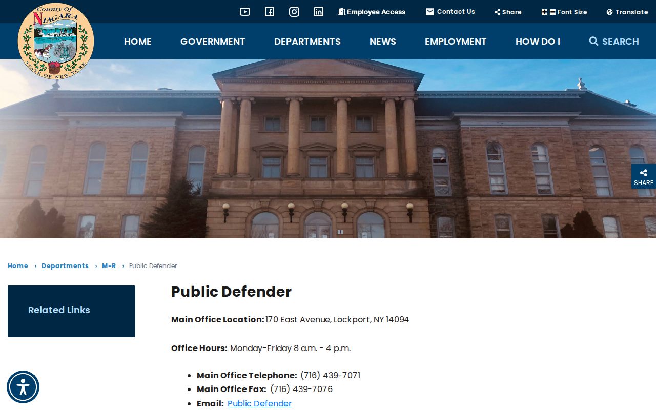 Niagara County criminal case Public Defender access