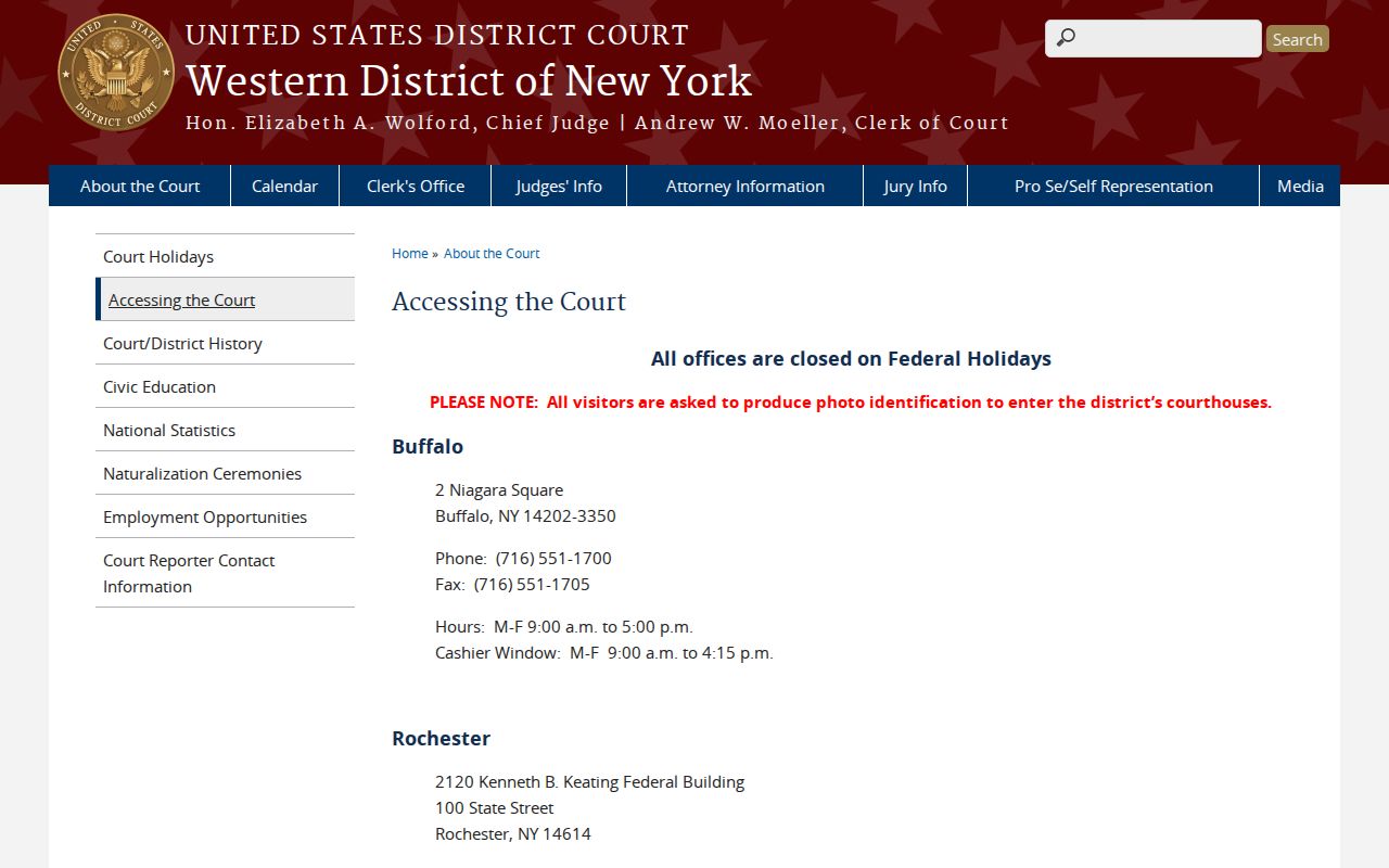 Federal Niagara County criminal court record access